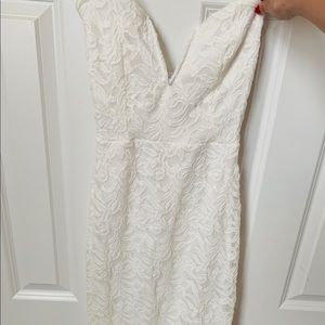 Charlotte Russe White midi fitted lace dress